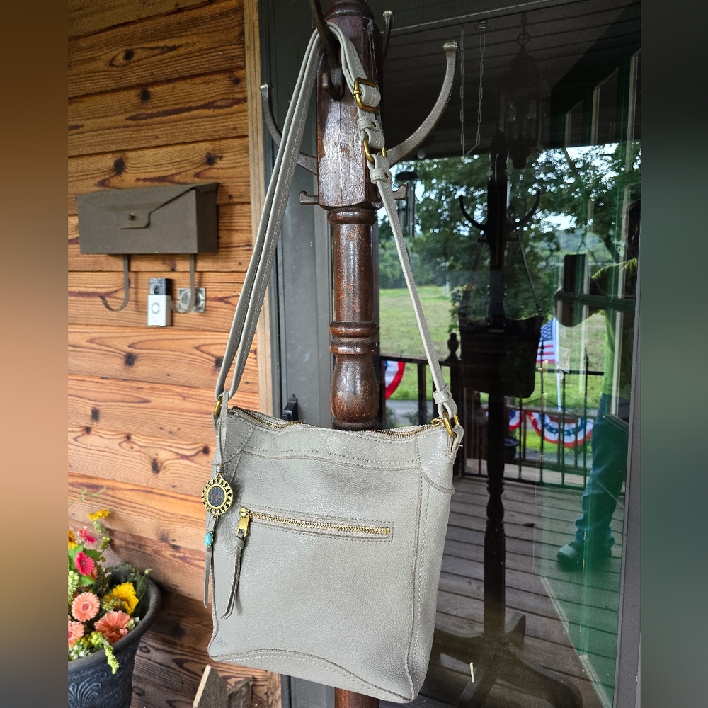 The Sak Collective Tahoe Leather Crossbody Gray Shoulder Bag - Picture 12 of 14